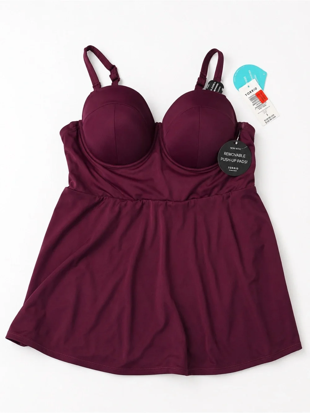 torrid Plum Underwire Swimdress with Removable Pads